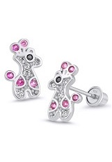 marvelous giraffe cubic zirconia silver baby earrings